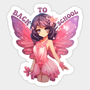 Magical Back to School Pink Fairy Anime Sticker